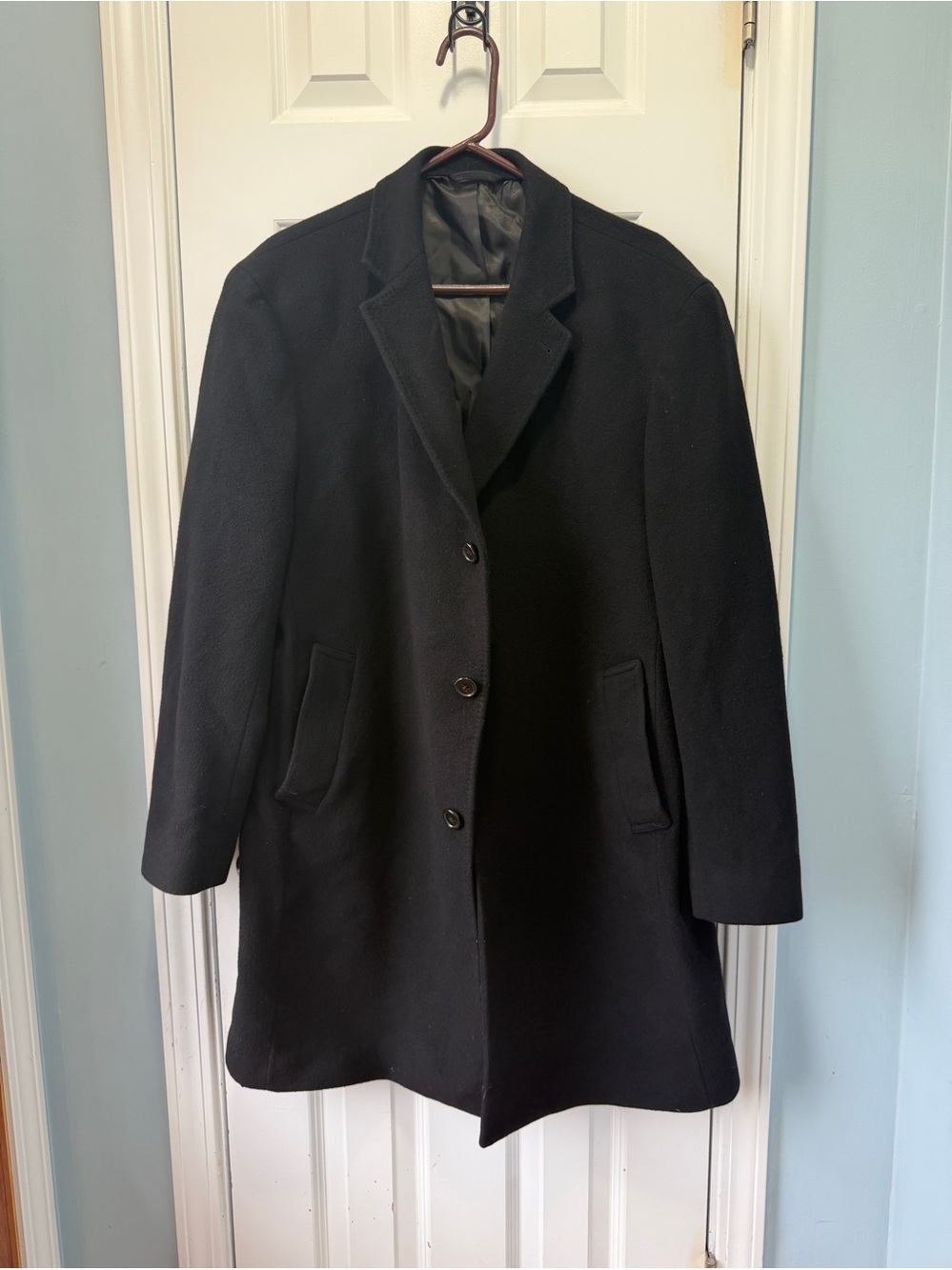 Lauren Ralph Lauren Men's Black Cashmere Blend Long Coat Size 46R